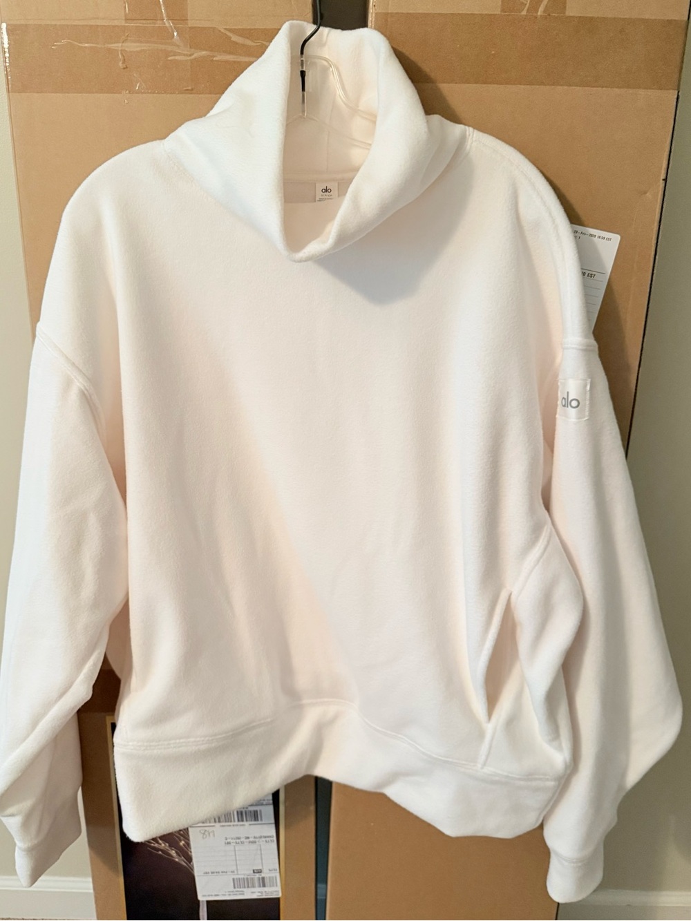 ALO Yoga Women’s Hazy White Polar Fleece Pullover Size S - Picture 2 of 6